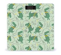 Cute Dinosaurs in Space Digital Scales for Body Weight - Bright LCD Display Digital Weight Scales Bathroom with Automatic Power On/Off - Sturdy Tempered Glass Surface