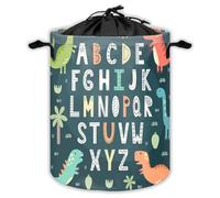 Cute Dinosaurs Laundry Hampers With Drawstring Funny Alphabet Laundry Baskets For Bathroom Jurassic Animal Portable Clothes Storage Organizer Basket Wild Animals W 44 L 44 Cm