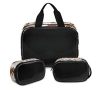 Cute Dinosaurs Pattern Makeup Bag for Women Men, Color Dinosaurs Translucent Cosmetic Bag Wash Pouch Shower Bag 3 Pcs Travel Toiletry Toiletries Cosmetic Organizer