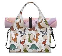 Cute Dinosaurs Pattern Sports Duffel Bag for Women Men Color Dinosaurs Weekend Overnight Bag with Shoe Compartment Shoulder Tote Luggage Bag for Yoga Gym Travel