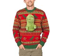 Cute Dinosaurs Shark Jumper for Women Funny Animal Pullover Sweater Xmas Party Top (Red Dinosaur, L)
