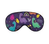 Cute Dinosaurs Sleep Mask Blindfold Leaves Cacti Flowers Rainbows Stars Adjustable Super-Smooth Soft Eye Mask Cover for Men Women Travel and Nap