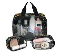 Cute Dinosaurs Travel Makeup Bag for Women Men, Dino Cartoon Translucent Cosmetic Bags 3 Pcs Large Shower Wash Pouch Toiletry Cosmetic Toiletries Organizer