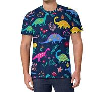 Cute Dinosaurs Yard T Shirts Men Graphic Tee Tops 2XL