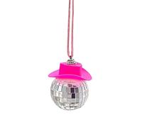 Cute Disco Ball Car Accessories,Pink Cowgirl Hat Disco Ball Car Mirrior Ornament,Car Mirror Hanging Accessories,Disco Ball Car Rearview Mirror Pendant,Car Decoration Hanging Ornament, Disco Car Charm