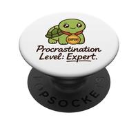Cute Do It Later Expert Level Procrastinating Turtle Pun PopSockets Adhesive PopGrip