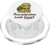 Cute Do It Later Expert Level Procrastinating Turtle Pun PopSockets PopGrip for MagSafe