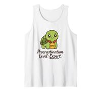 Cute Do It Later Expert Level Procrastinating Turtle Pun Tank Top