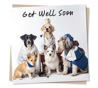 Cute Doctors and Nurses Dog Get Well Soon Card - Humour and Heartfelt Card For Family and Friends - Fun Get Well Soon Wish for Men, Women - Made in UK