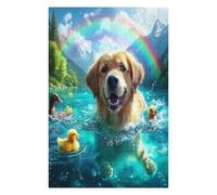 Cute Dog 1000 Pc Classic Jigsaw Puzzle Pet Companion Animal Puzzle for Adults Hard Challenging Hobby Home Decor Poster Smooth Wooden Cardboard 1000 PCS