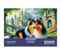 Cute Dog 1000 Pc Puzzle for Wall Decor - Collie Castle Garden Enchanted Inch Suitable for Decompression And Wall Decor for Adults52x38cm/1000pcs