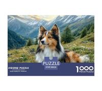 Cute Dog 1000 Pc Puzzle for Wall Decor - Collie on Hillside Inch Suitable for Decompression And Wall Decor for Adults38x26cm/1000pcs
