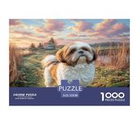 Cute Dog 1000 Pc Puzzle Game for Men Women - Shih Tzu (golden Hour Field) The Whole Family Activity Educational Game Challenge52x38cm/1000pcs