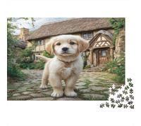Cute Dog 1000 Piece Adult Jigsaws: Beagle Puppy at Cottage Educational Games Suitable for Decompression 52x38cm/1000pcs