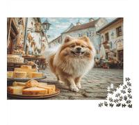 Cute Dog 1000 Piece Adult Jigsaws | Impossible Hard Challenging Puzzle Pomeranian in Autumn Town Educational Decompression Game 70x50cm/1000pcs