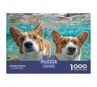 Cute Dog 1000 Piece Educational Game Decompression Puzzle -Two Corgis by The Lake for Adults Wall Decoration And Gifts70x50cm/1000pcs