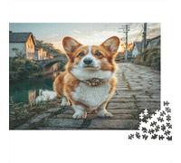 Cute Dog 1000 Piece for Adults & Kids: Corgi by Canal Path Fun Present & Activity for Home & Wall Decor 70x50cm/1000pcs