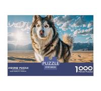 Cute Dog 1000 Piece Fun Present: Husky on Beach Under Cloudy Sky for Adults & Kids Activity for Home Gift 38x26cm/1000pcs