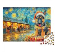 Cute Dog 1000 Piece Jigsaw Puzzle for Adults Christmas GSD Starry Brainteasing Jigsaws Challenge Games Fun Present & Activity 70x50cm/1000pcs