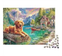 Cute Dog 1000 Piece Jigsaw Puzzle for Adults Golden Retriever Brainteasing Jigsaws Challenge Games Fun Present & Activity 70x50cm/1000pcs