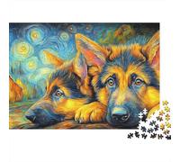 Cute Dog 1000 Piece Jigsaw Puzzle for Adults Lying GSD Starry Colourful Jigsaws Educational Games Creativity & Gift Giving 52x38cm/1000pcs