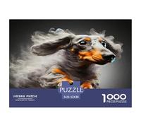 Cute Dog 1000 Piece Jigsaw Puzzle for Adults - Recycled Paper Dachshund Smoke Trail Dynamic Fun Present & Activity for Home Great Gift Idea52x38cm/1000pcs