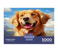 Cute Dog 1000 Piece Jigsaw Puzzle for Adults - Recycled Paper Golden Retriever Sunny Sky Smiling Fun Present & Activity for Home Great Gift Idea52x38cm/1000pcs