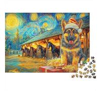 Cute Dog 1000 Piece Jigsaw Puzzle for Kids And Adults Christmas Dog Starry Brainteasing Jigsaws Challenge Games Fun Present & Activity 52x38cm/1000pcs