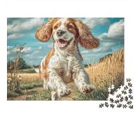 Cute Dog 1000 Piece Jigsaw Puzzles for Families | Sustainable Cocker Spaniel Runs in Field Fun Home Activity & Gift 52x38cm/1000pcs