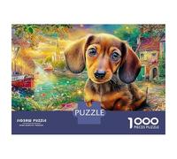 Cute Dog 1000 Piece Precision-cut Pieces Dachshund Puppy Puzzle Lovers Gift Stress Relief Puzzle Family Game Night Limited Edition 52x38cm/1000pcs