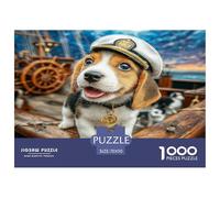 Cute Dog 1000 Piece Puzzle for Adults Captain-hat Beagle on Ship Kids Educational Game Decompression Brain Game 70x50cm/1000pcs