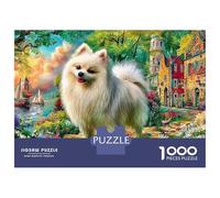 Cute Dog 1000 Piece Puzzle Pomeranian in Town Paper Jigsaw, Calming Brain Challenge And Creative Home Activity for Adults 52x38cm/1000pcs
