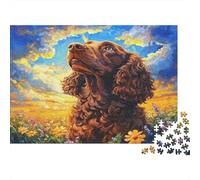 Cute Dog 1000-piece Recycled Cardboard Jigsaw Puzzle Cocker Spaniel Looks Up Challenging Adults Puzzle Enthusiasts Brain Teaser Problem Solving Indoor Solo Game 70x50cm/1000pcs