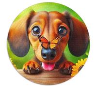 Cute Dog 1000 Piece Round Jigsaw Puzzle Creative Seeking A Challenging And Relaxing Activity Games for Adults And Kids 1000pcs (67.5x67.5cm)