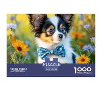 Cute Dog 1000 Pieces Adult Jigsaws - Papillon with Bow Tie Suitable for Wall Decompression Fun And Challenging Family Game52x38cm/1000pcs