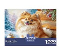 Cute Dog 1000 Pieces Adult Jigsaws - Pomeranian (cozy Wooden Dock) Suitable for Wall Decompression Fun And Challenging Family Game38x26cm/1000pcs