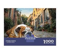 Cute Dog 1000 Pieces Eco-friendly Paper Puzzle Premium Jigsaw Puzzle Adorable American Bully Dog Stress Releasing Family Game Jigsaw As Birthday Gifts 70x50cm/1000pcs