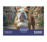 Cute Dog 1000 Pieces Extra-thick Cardboard Jigsaw Puzzle Set English Bulldog Impossible Hard Difficult Birthday Toy Puzzles For Adults And Kids 38x26cm/1000pcs