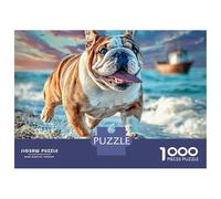 Cute Dog 1000 Pieces Extra-thick Cardboard Jigsaw Puzzle Set English Bulldog Impossible Hard Difficult Birthday Toy Puzzles For Home Decoration 38x26cm/1000pcs
