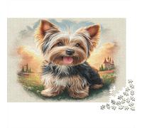 Cute Dog 1000 Pieces for Adults & Kids: Yorkie in A Sunset Glow Educational Games Home Decor Puzzle for Family 70x50cm/1000pcs
