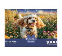 Cute Dog 1000 Pieces Jigsaw Puzzle for Adults - Educational Game Decompression, Cocker Spaniel in Flowers Perfect for Wall Decoration And Gifts 38x26cm/1000pcs