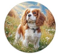 Cute Dog 1000 Pieces Jigsaws Stress Reliever Difficult Challenge for Adults & Kids Unique Challenge Game Round Family Game Gifts (67.5x67.5cm)