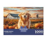Cute Dog 1000 Pieces Puzzle Game - Retriever (pumpkin Patch Barn) The Whole Family Fun And Challenging Activity for Home Decompression38x26cm/1000pcs