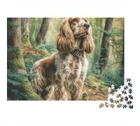 Cute Dog 1000Pc Jigsaw Puzzles for Adults & Kids Cocker Spaniel Sits in Forest Fun Family Activity | Home Decoration 38x26cm/1000pcs