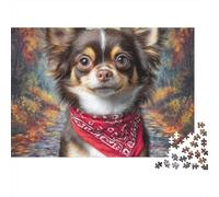 Cute Dog 1000Pc Jigsaw Puzzles for Women & Men Chihuahua with Red Bandana Impossible Hard Puzzle | Home Activity 70x50cm/1000pcs