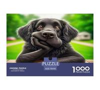 Cute Dog 1000Pc Puzzle for Adults Challenging Black Dog Resting on Wooden Table Educational Game Decompression 70x50cm/1000pcs