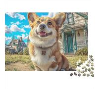 Cute Dog 1000Pc Sustainable Jigsaw Puzzles | for Adults Teens Corgi by Small House Fun Family Activity & Gift 70x50cm/1000pcs
