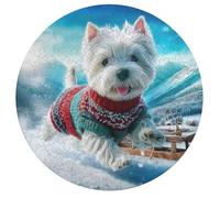 Cute Dog 195 Piece Circular Jigsaw Puzzle Pet Companion Animal Animal Shape All Ages Suitable Stress Relief Puzzle Educational Learning Through Play Home Decor 195 PCS