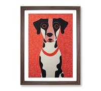 Cute Dog Abstract Framed Print | A2 Walnut Framed Wall Art | Ready to Hang | Abstract Animal Picture | Living Room Bedroom Lounge Office