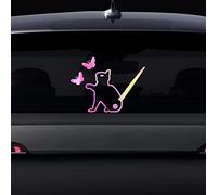 Cute Dog and Cat Rear Wiper Sticker, Nouiroy Funny Puppy and Kitten Waving Tail Decal Stickers Car Rear Window Docoration 3D Art Decal Back Windshield Vinyl Sticker (Cat Butterfly Rainbow)